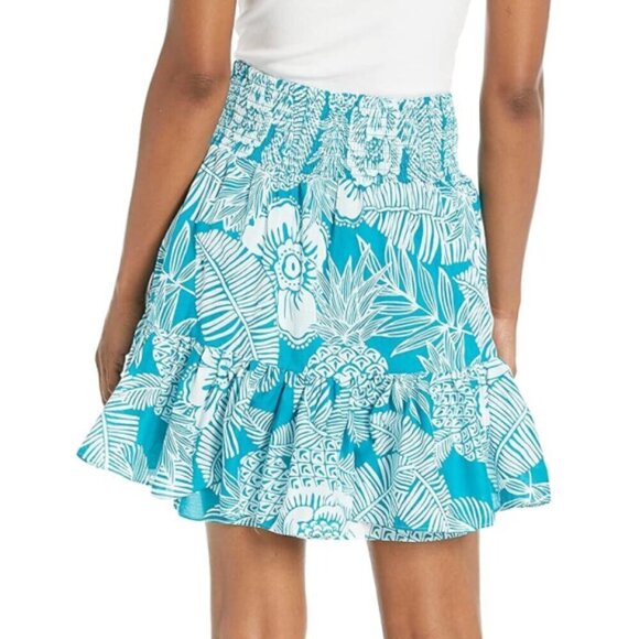 Trina Turk 'Spare Time' Tiered Ruffle Mini-Skirt, Tile Blue/Whitewash - Picture 2 of 2